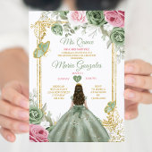 Invitation Sage Green Rose Mis Quince 15 Anos Crown