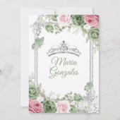 Invitation Sage Green Rose Mis Quince 15 Anos Crown (Dos)