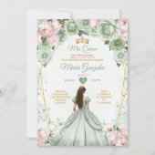 Invitation Sage Green Rose Mis Quince 15 Anos Crown (Devant)