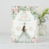Invitation Sage Green Rose Mis Quince 15 Anos Crown (Debout devant)
