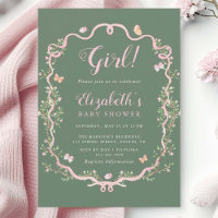 Sage Green & Rose Printemps Floral Baby shower fil