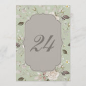 Invitation Sage Green Rose Wedding Table Numbers 20-29 (Devant)