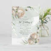 Invitation Sage Green Roses Greenery Wedding (Debout devant)