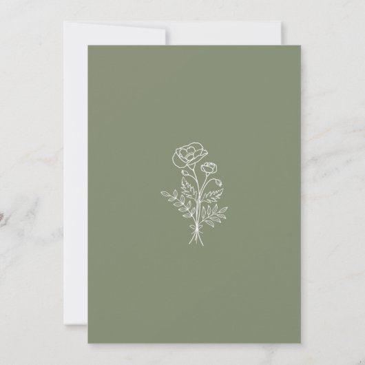 Invitation Sage Green Rustic Boho Fleur sauvage Floral (Dos)