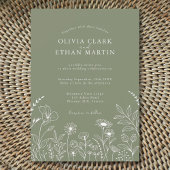 Invitation Sage Green Rustic Boho Fleur sauvage Floral