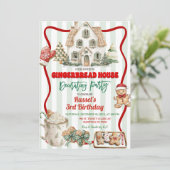 Invitation Sage Green Rustic Gingerbread Decorating Party (Debout devant)