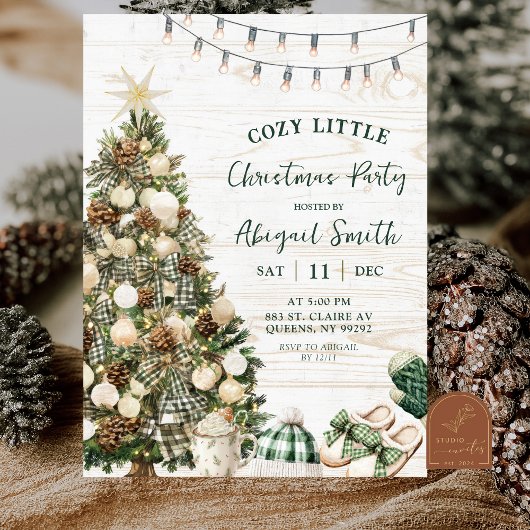 Invitation Sage Green Rustic Hygge Christmas Comfy and Cozy