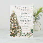 Invitation Sage Green Rustic Hygge Christmas Comfy and Cozy (Debout devant)