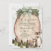 Invitation Sage Green Rustic Winter Deer Baby Shower (Devant)
