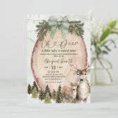 Invitation Sage Green Rustic Winter Deer Baby Shower (Debout devant)