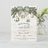 Invitation Sage Green Rustic Winter Housewarming Party (Debout devant)