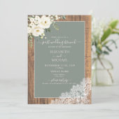 Invitation Sage Green Rustic Wood Script Post Mariage Brunch (Debout devant)