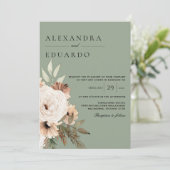 Invitation Sage Green Rustique Mariage de Bohême (Debout devant)