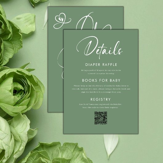 Invitation Sage Green Script Baby Shower