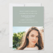 Invitation Sage green script coeur 4 photos douche nuptiale (Dos)
