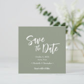 Invitation Sage Green Script Décontracté Photo enregistrer la (Debout devant)