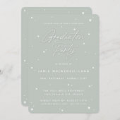 Invitation Sage Green Script et Stars Graduation Party (Devant / Derrière)