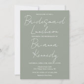 Invitation Sage Green Script Moderne Bridesmaitres Déjeuner (Devant)