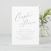 Invitation Sage Green script moderne minima couples douche (Debout devant)