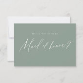 Invitation Sage green script tu seras ma bonne d'honneur (Devant)
