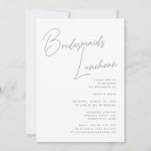 Invitation Sage Green Script Whimsical Bridesservantes Déjeun (Devant)