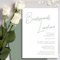 Sage Green Script Whimsical Bridesservantes Déjeun