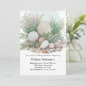 Invitation Sage Green Seashell Dreamy Baby shower (Debout devant)