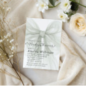 Invitation Sage Green Sheer Bow Minimal Baby Shower