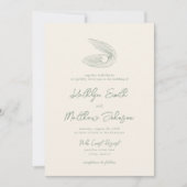 Invitation Sage Green Shell Beach Ocean Destination Mariage (Devant)