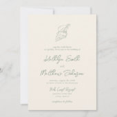 Invitation Sage Green Shell Beach Ocean Destination Mariage (Devant)