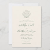 Invitation Sage Green Shell Beach Ocean Destination Mariage (Devant)
