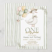 Invitation  Sage Green Silly Goose 1st Birthday  (Devant / Derrière)