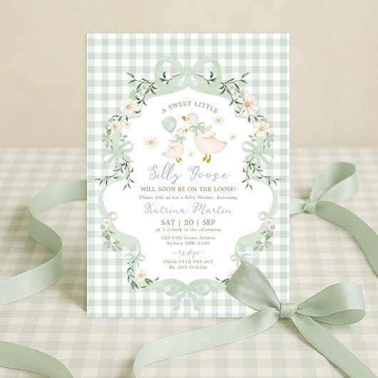 Invitation Sage Green Silly Goose Gender Neutral Baby Shower