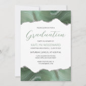 Invitation Sage Green Silver Agate Graduation Party (Devant)