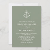 Invitation Sage Green Simple Ancre Nautique Mariage Monogramm (Devant)