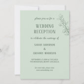 Invitation Sage Green Simple Boho Floral Mariage Réception (Devant)