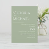 Invitation Sage Green Simple Mariage moderne (Debout devant)