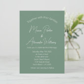 Invitation Sage Green Simple Moderne Élégant Simple Mariage (Debout devant)