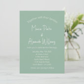 Invitation Sage Green Simple Moderne Élégant Simple Mariage (Debout devant)