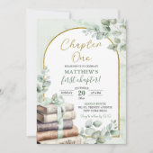 Invitation Sage Green Storybook Chapitre Un Premier Anniversa (Devant)