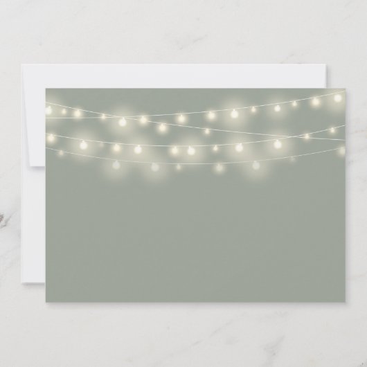 Invitation Sage Green String éclaire Floral Photo Mariage (Dos)