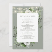 Invitation Sage Green String éclaire Floral Tout en un Mariag (Dos)