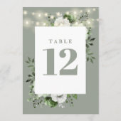 Invitation Sage Green String Lights Floral Table Numéro (Dos)