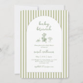 Invitation Sage Green Stripe Baby Brunch Baby Shower (Devant)