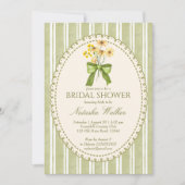 Invitation Sage green stripe retro elegant bridal shower (Devant)