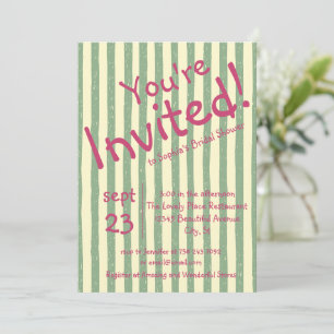Invitation Sage Green Stripe Vous êtes Invité à la Baby Showe