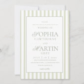 Invitation Sage Green Striped Wedding  (Devant)