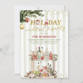 Invitation Sage Green Stripes Christmas Holiday Cocktail (Devant)