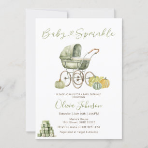 Invitation Sage Green Stroller Baby Sprinkle Baby shower