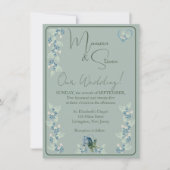 Invitation Sage Green sur le Mariage Floral Vert (Devant)